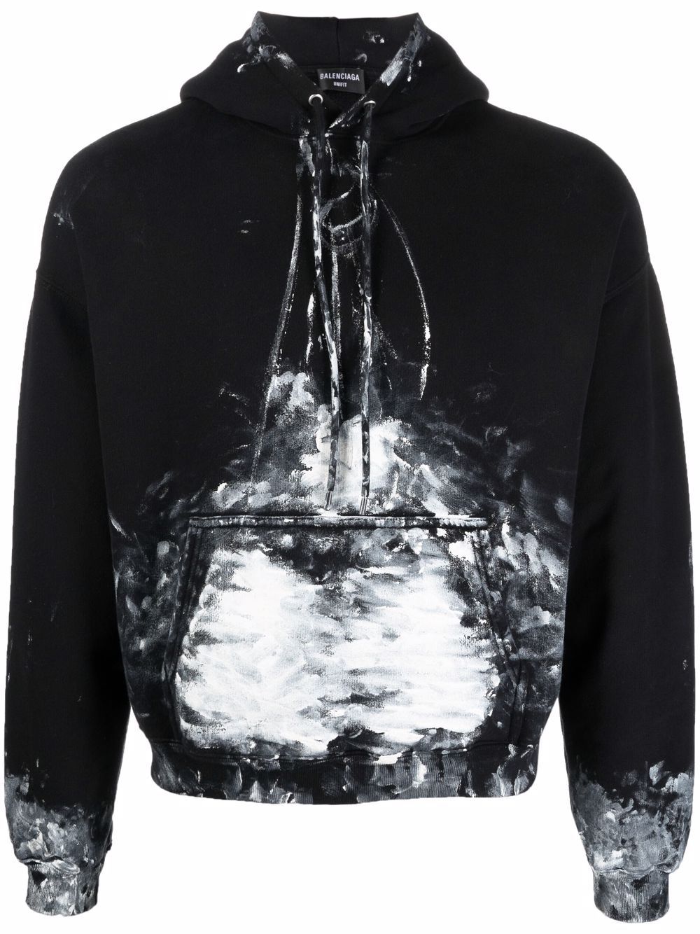 Balenciaga 涂漆效果印花连帽衫 - 黑色