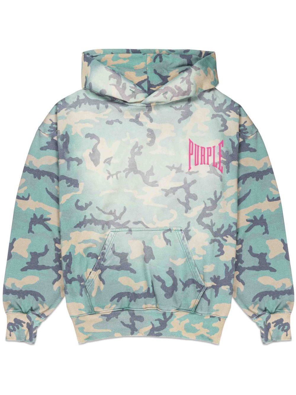 Purple Brand logo印花迷彩印花连帽衫 - 蓝色
