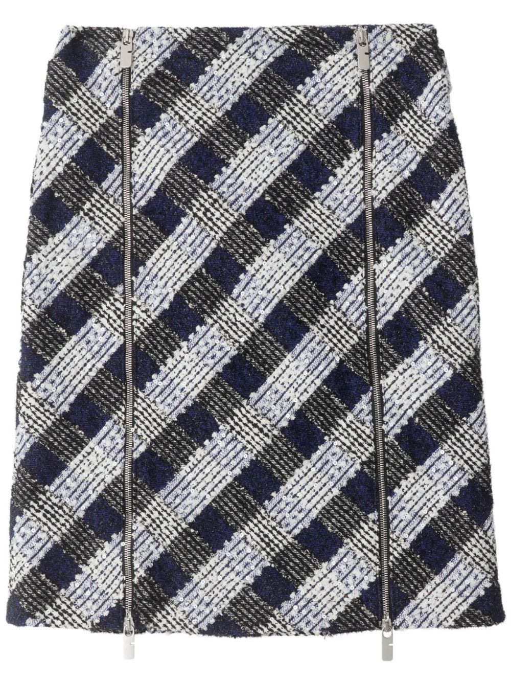 Burberry Check 粗花呢半身裙 - 蓝色