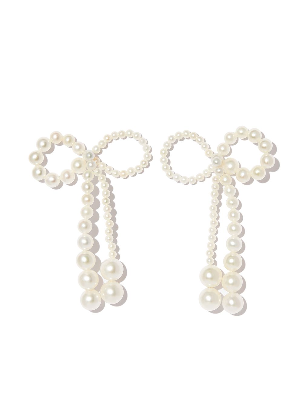 Sophie Bille Brahe 14K黄金蝴蝶结珍珠耳环 - 金色