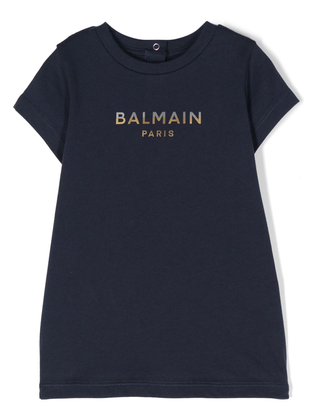 Balmain Kids logo印花T恤式连衣裙 - 蓝色