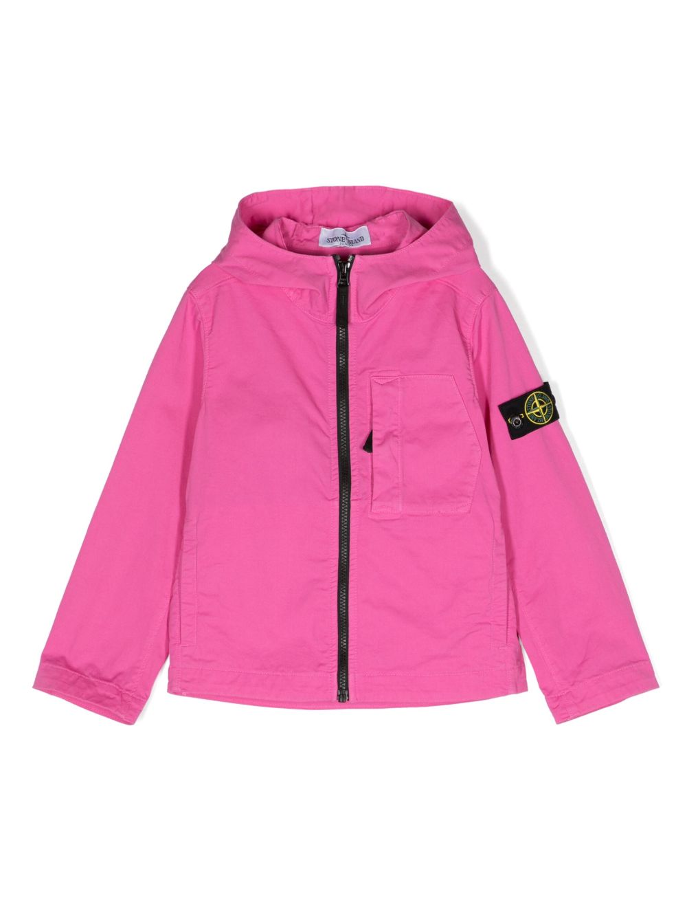 Stone Island Junior 拉链连帽斜纹布夹克 - 粉色