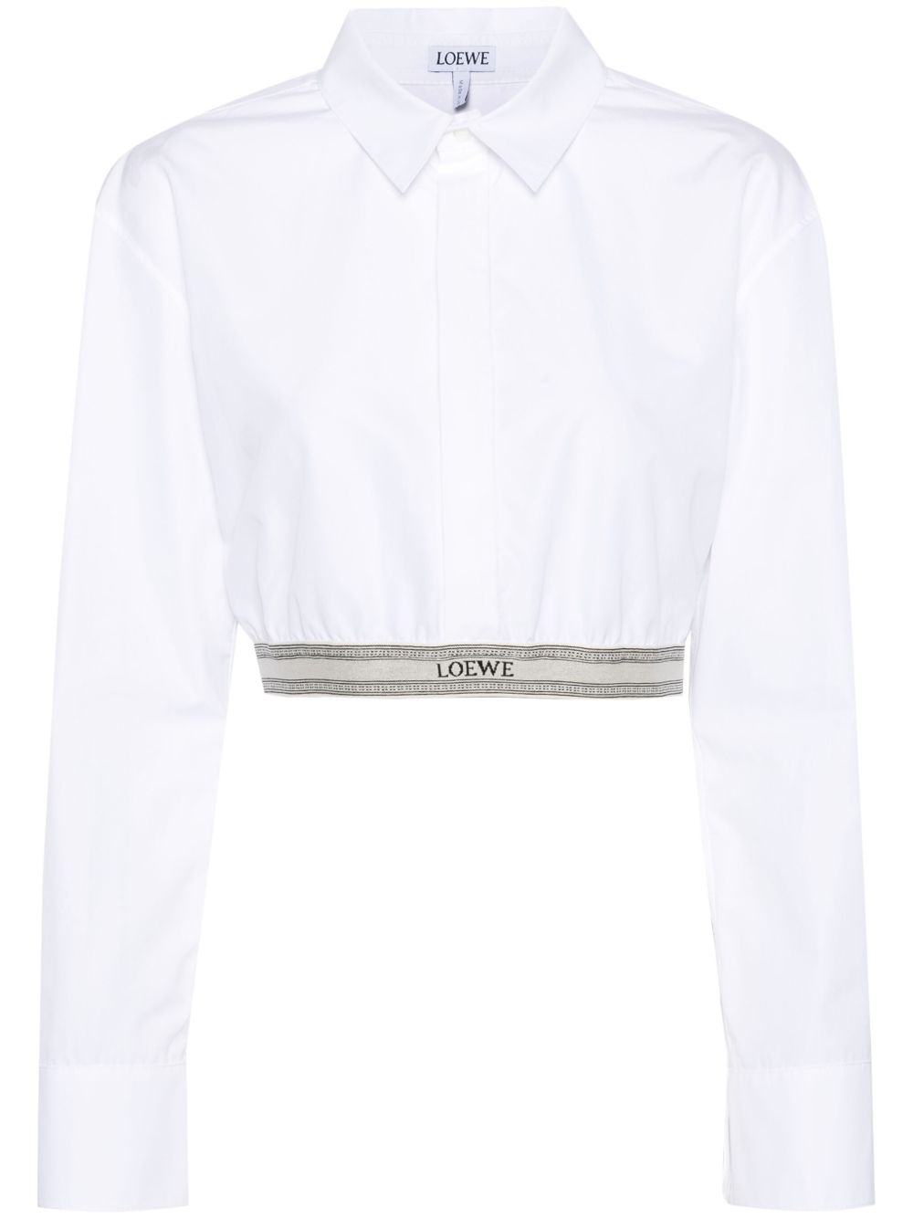 LOEWE logo腰身短款衬衫 - 白色