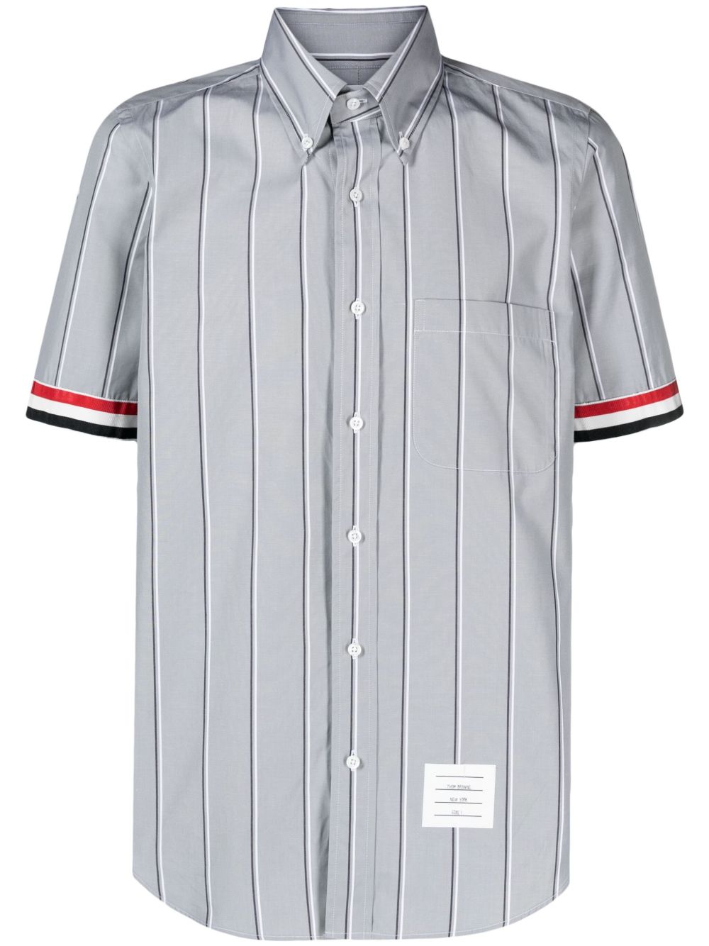 Thom Browne 条纹棉衬衫 - 灰色