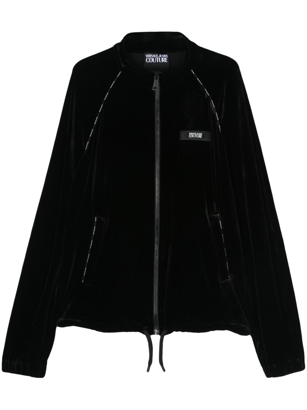 Versace Jeans Couture logo贴花丝绒夹克 - 黑色