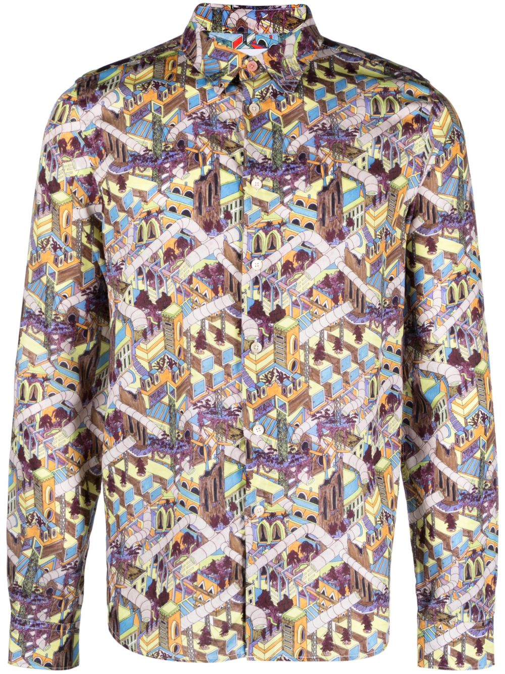 PS Paul Smith Jack's World 印花莱赛尔纤维衬衫 - 黄色