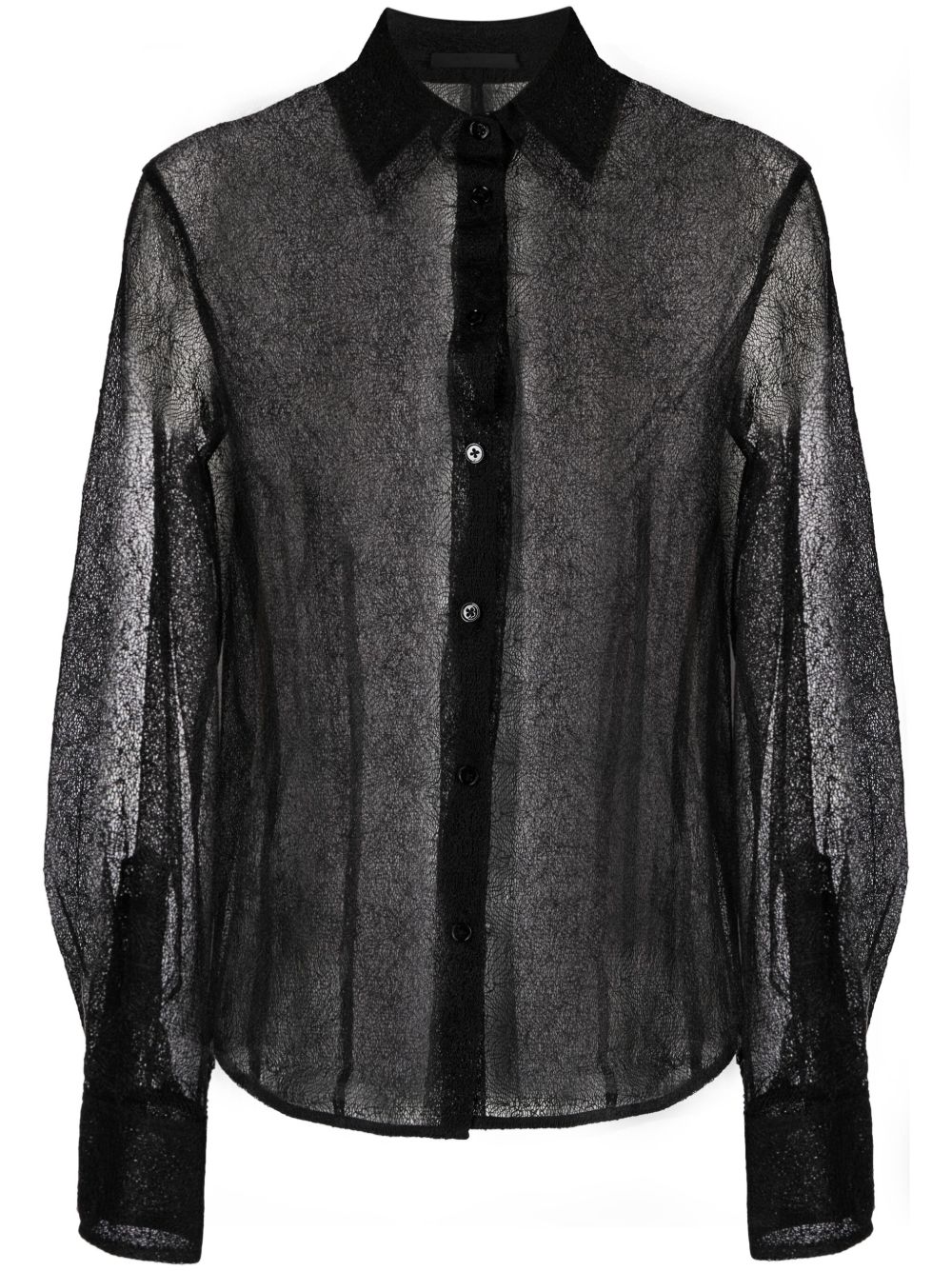 Helmut Lang 网纱设计半透明衬衫 - 黑色