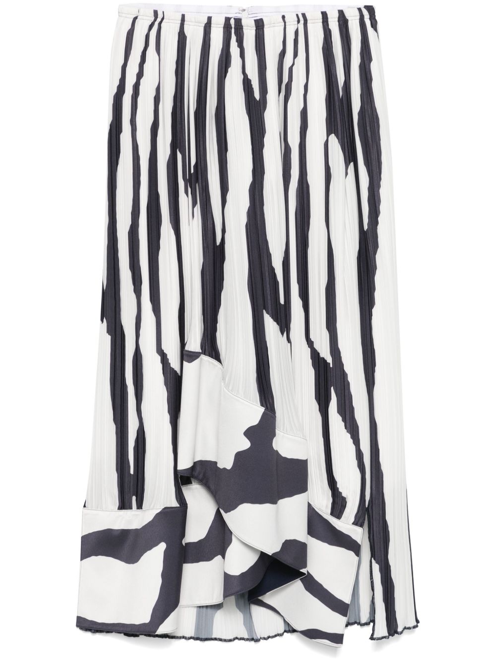 Lanvin 斑马纹百褶中长半身裙 - 白色
