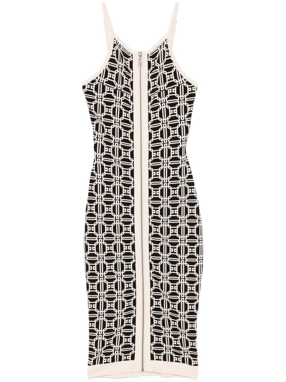 Elisabetta Franchi logo提花中长连衣裙 - 中性色