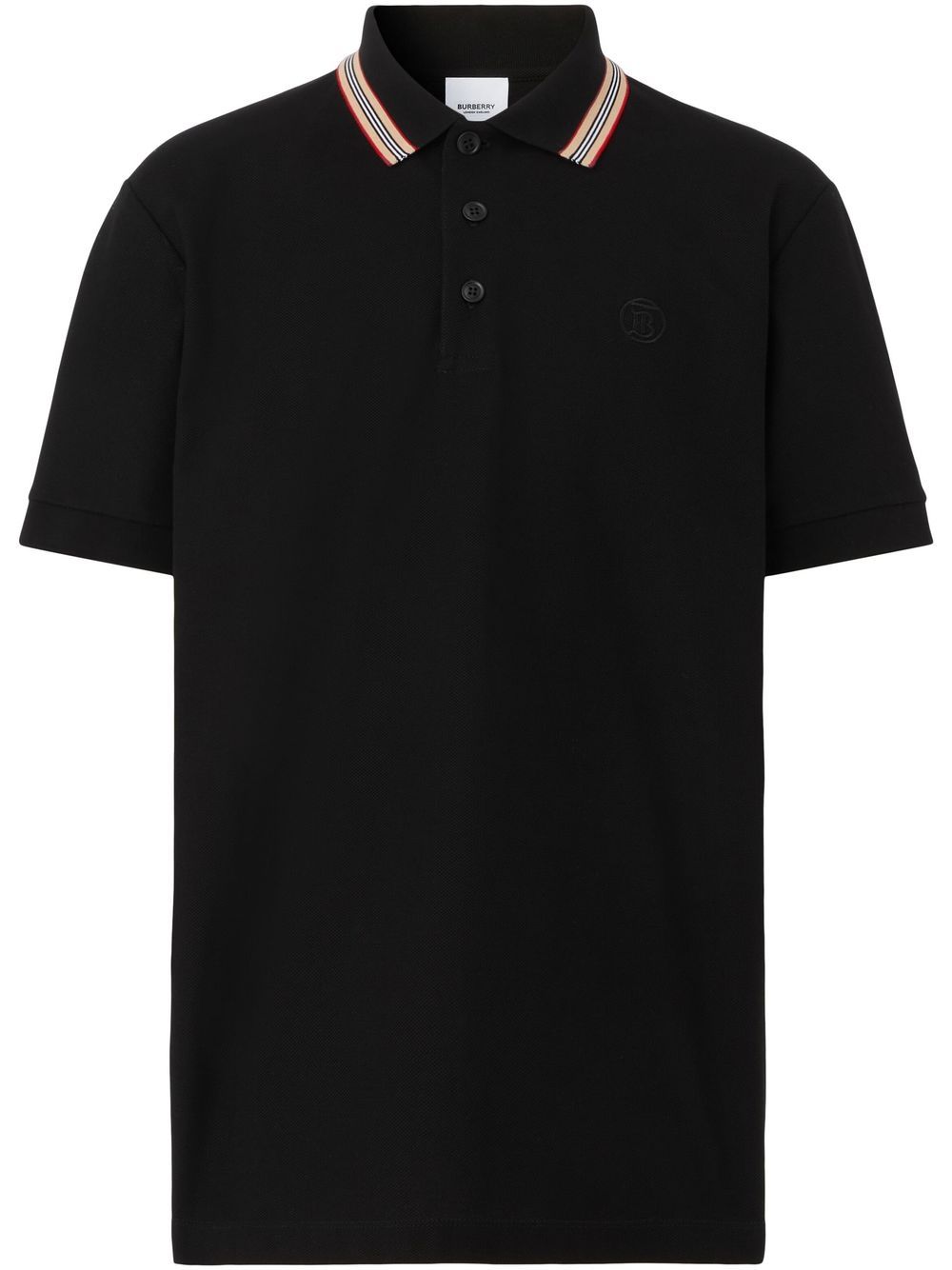 Burberry Icon Stripe 棉polo衫 - 黑色