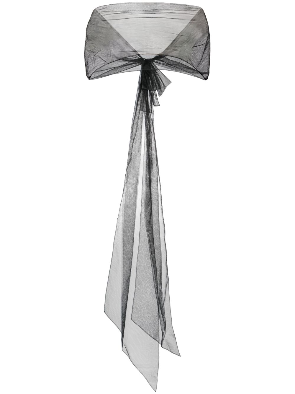Maison Margiela 蝴蝶结细节薄纱披肩 - 黑色