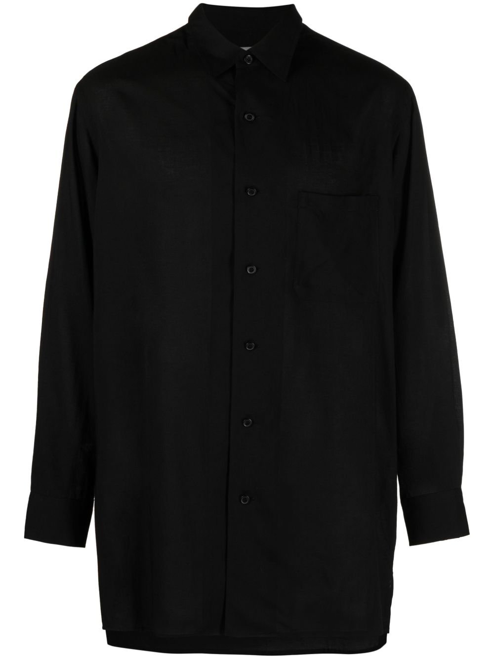 Yohji Yamamoto 垮肩经典领衬衫 - 黑色
