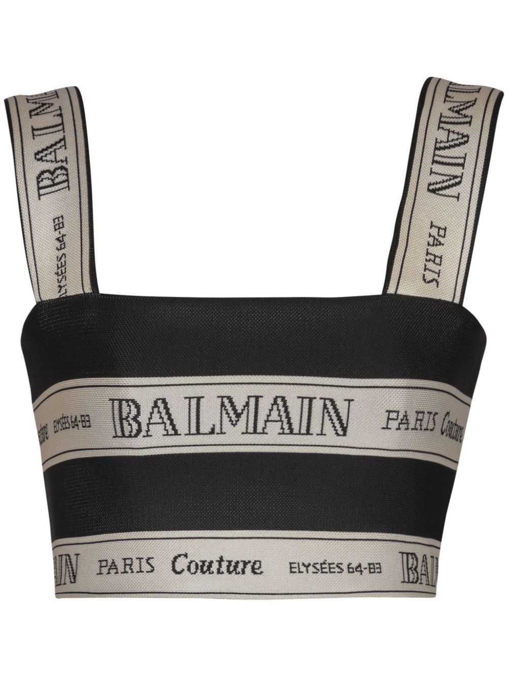 Balmain 缎带提花短款上衣 - 黑色