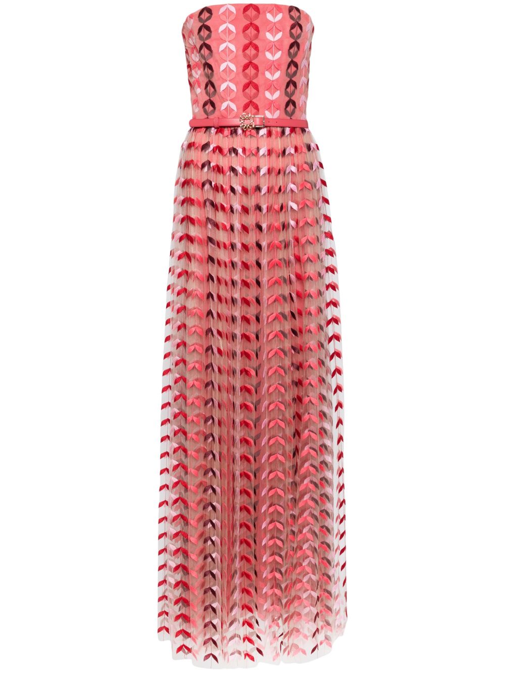 Elie Saab 露肩刺绣连衣裙 - 粉色