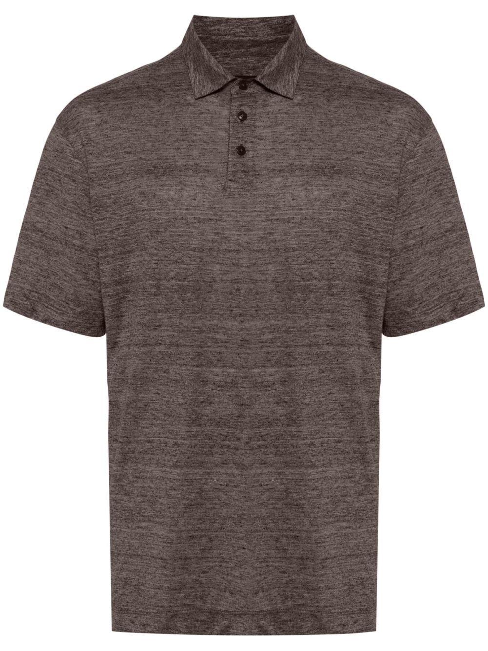 Zegna 短袖亚麻polo衫 - 褐色