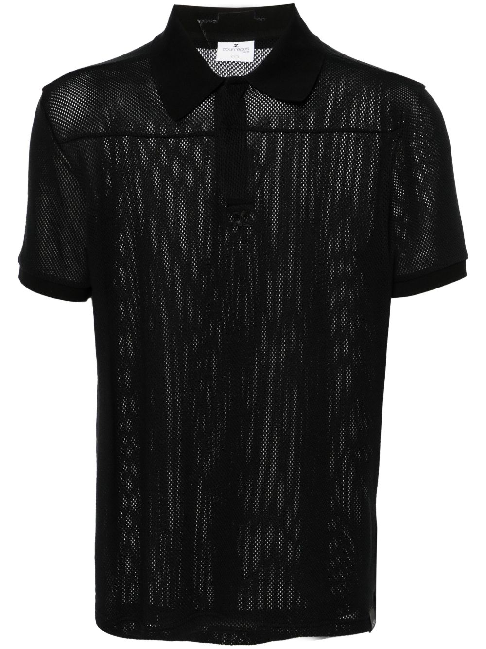 Courrèges 标贴网面polo衫 - 黑色