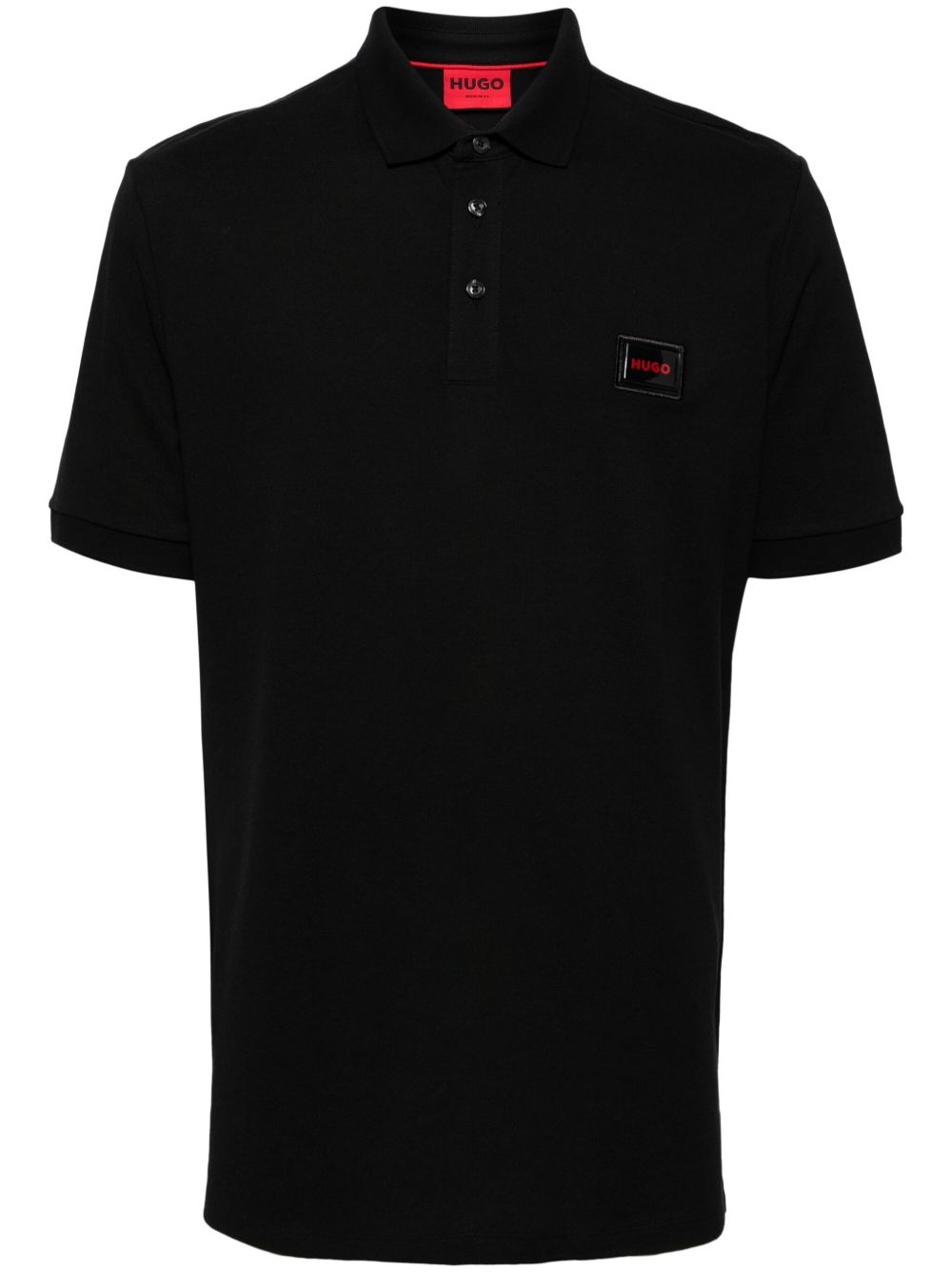 HUGO logo贴花polo衫 - 黑色