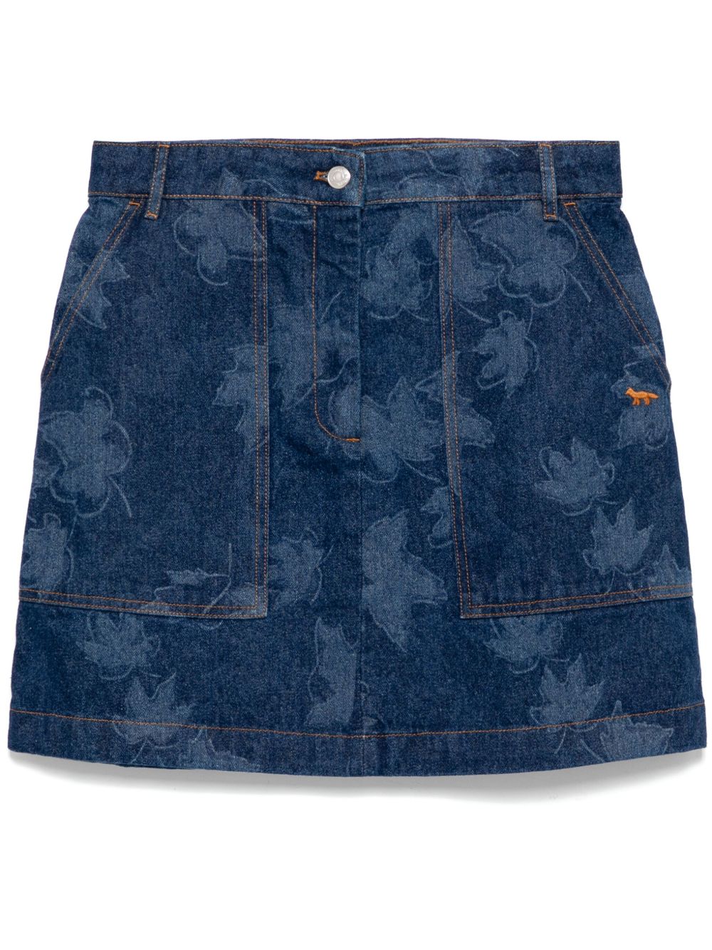 Maison Kitsuné Falling Leaves 激光镂空印花迷你半身裙 - 蓝色