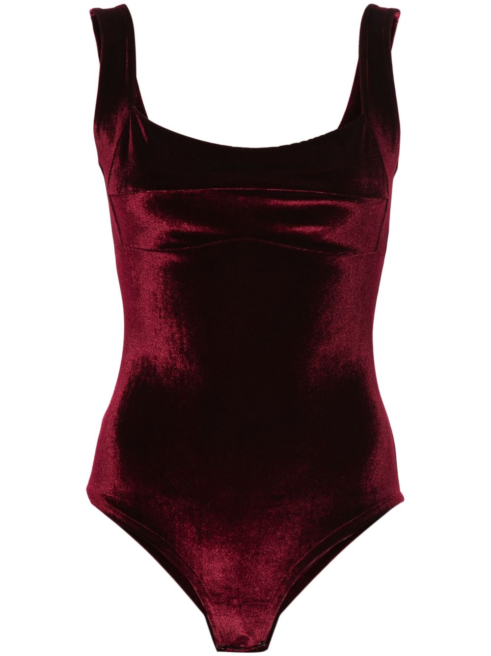 Atu Body Couture 方领丝绒连体衣 - 红色