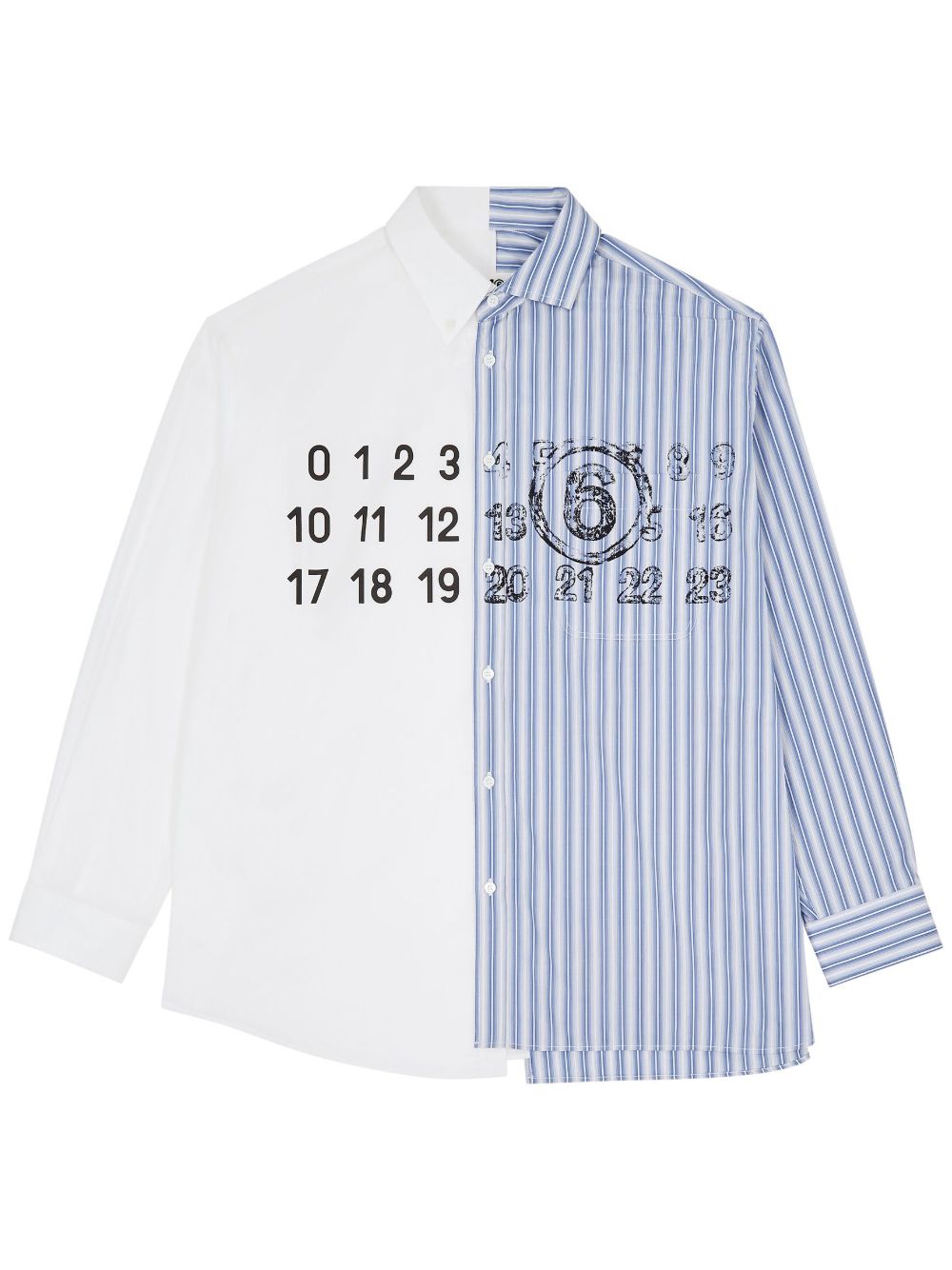 MM6 Maison Margiela Spliced 数字图案衬衫 - 白色