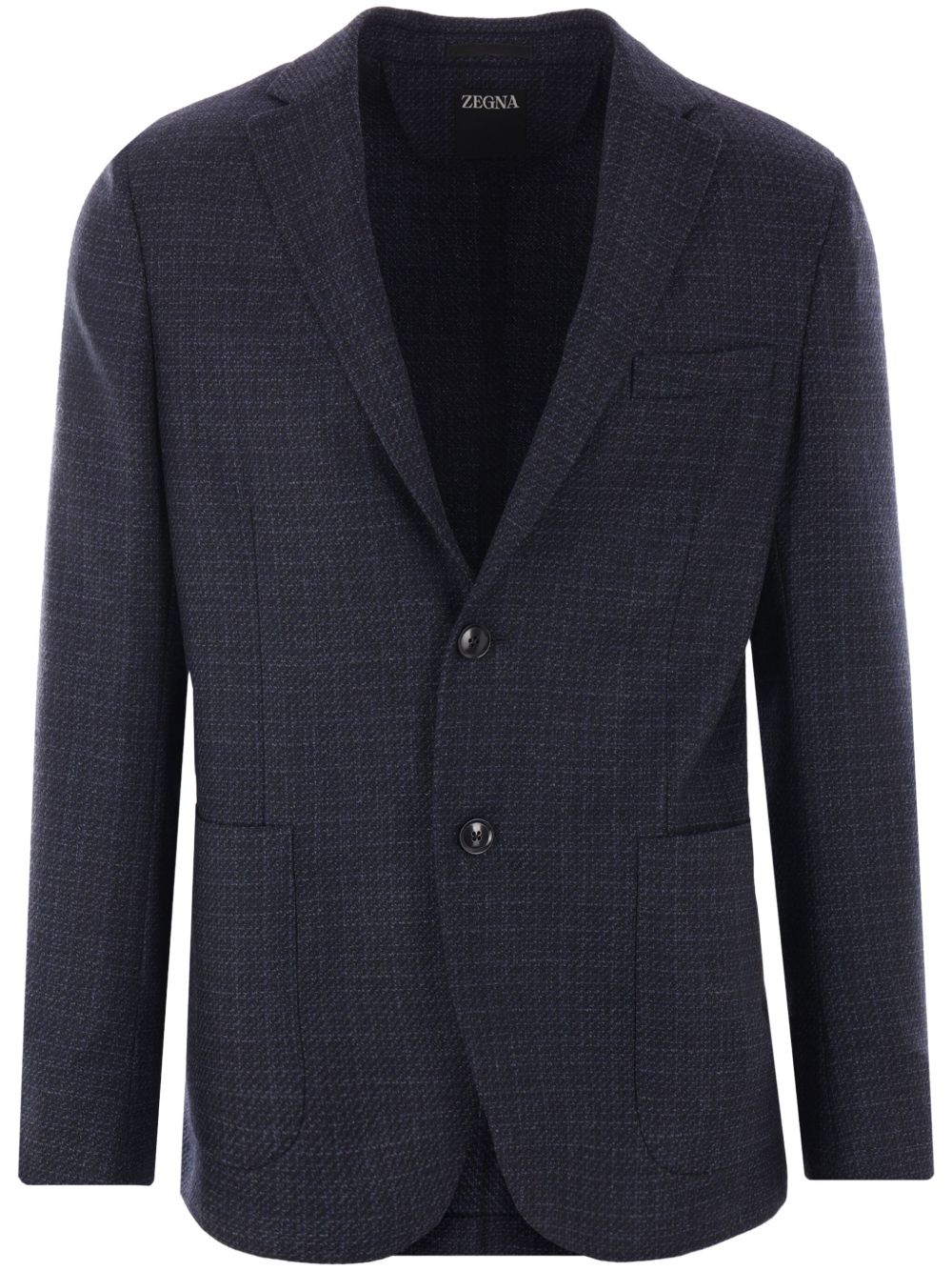 Zegna 单排扣羊毛西装夹克 - 蓝色