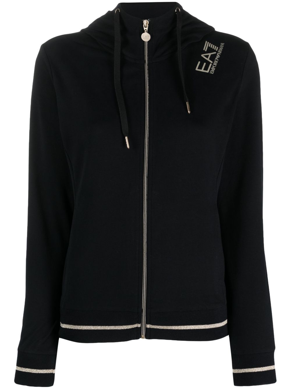 Ea7 Emporio Armani Core Lady 拉链连帽衫 - 黑色