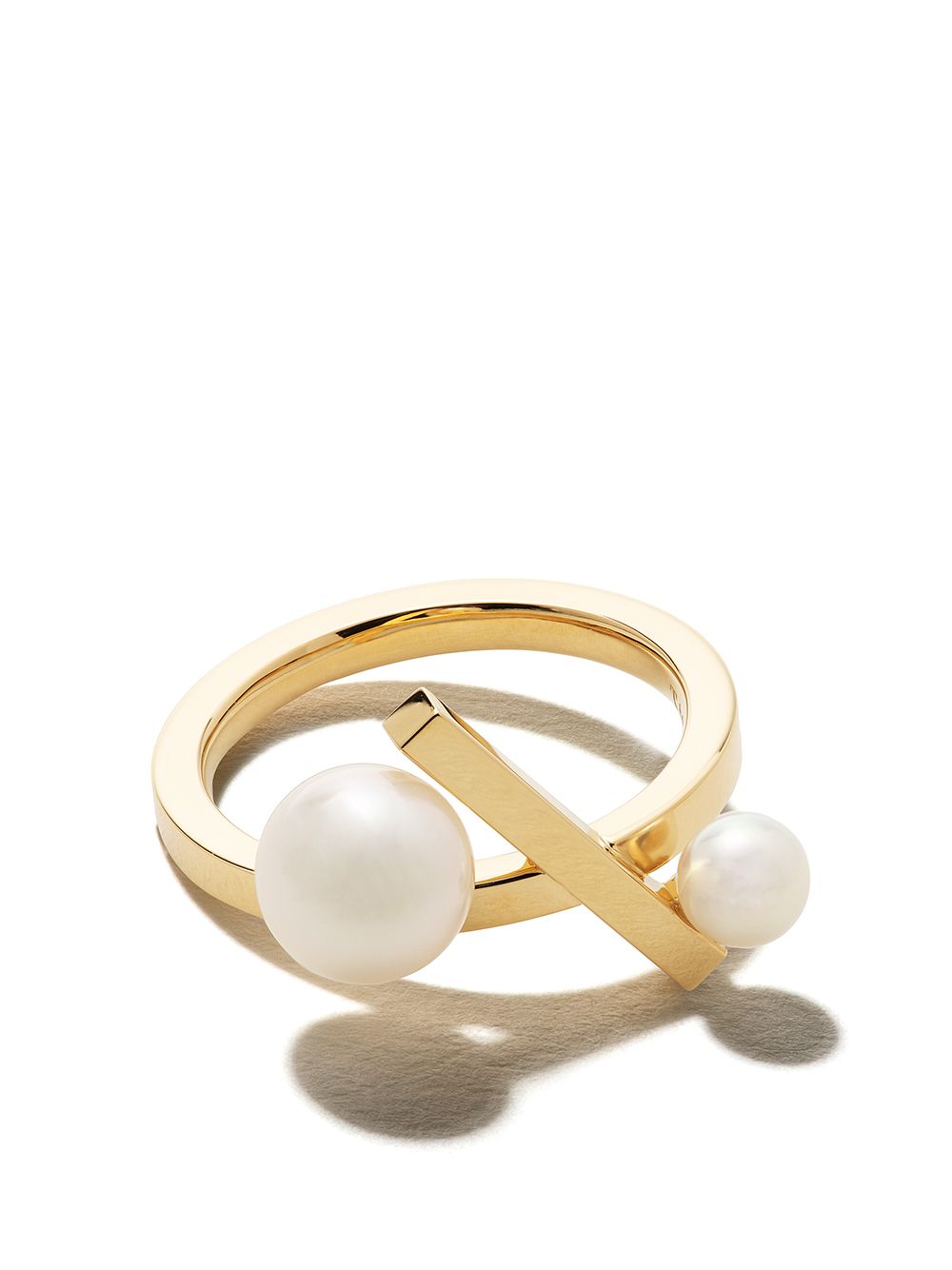 TASAKI Balance 18K黄金阿古屋珍珠十字戒指 - 金色