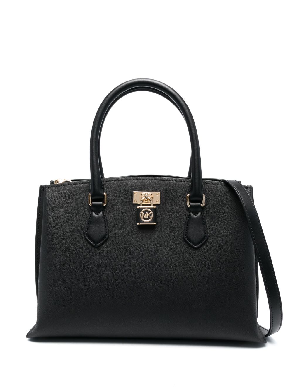 Michael Michael Kors Ruby 十字纹理皮质中号手提包 - 黑色