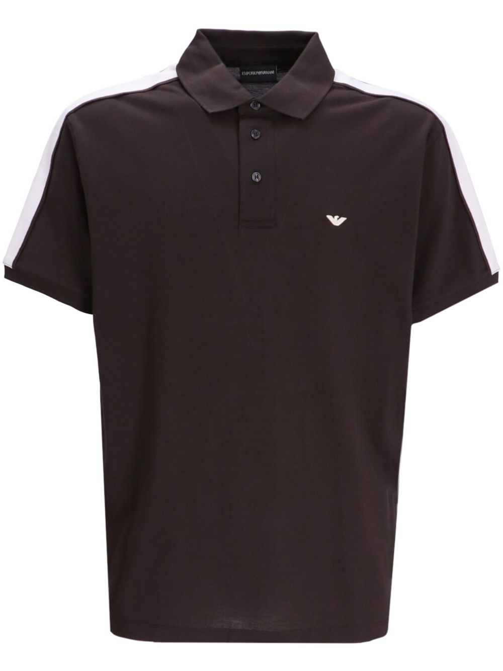Emporio Armani logo刺绣棉polo衫 - 褐色