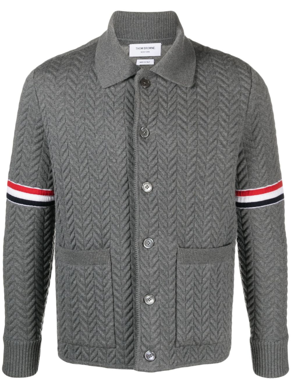 Thom Browne 人字形纹绗缝工装夹克 - 灰色