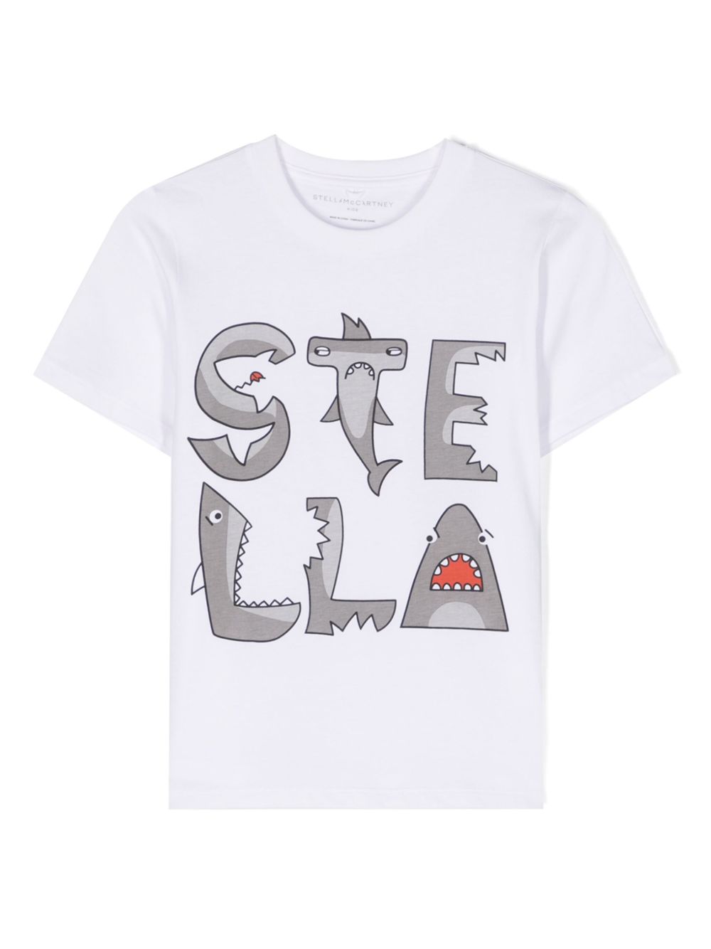 Stella McCartney Kids Stella 鲨鱼印花T恤 - 白色