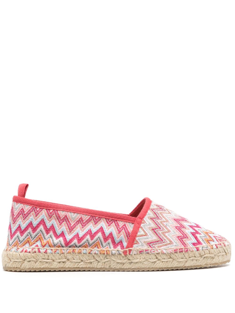Missoni Elle Z字形图案编织草编鞋 - 粉色