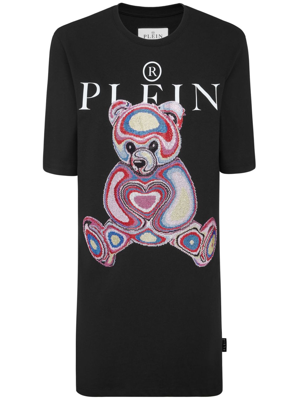 Philipp Plein 泰迪熊刺绣棉迷你连衣裙 - 黑色