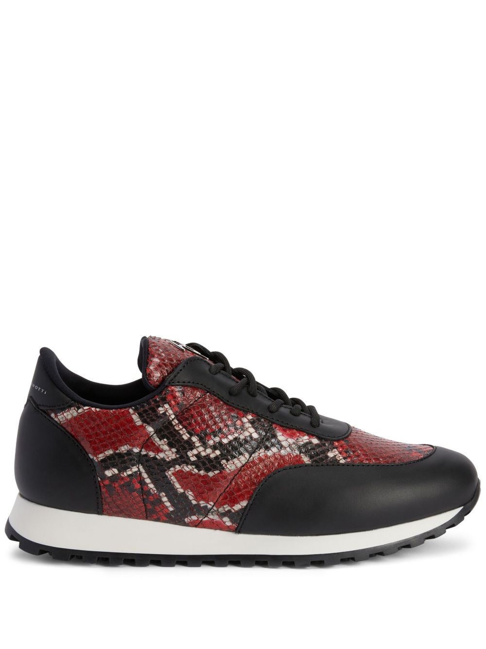Giuseppe Zanotti 蛇印花皮质运动鞋 - 黑色