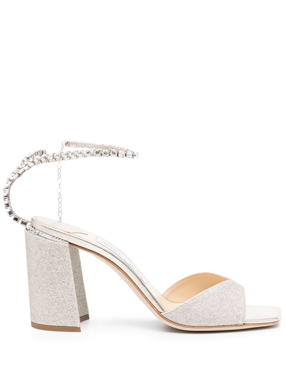 Jimmy Choo Saeda 亮片金葱高跟凉鞋 - 银色
