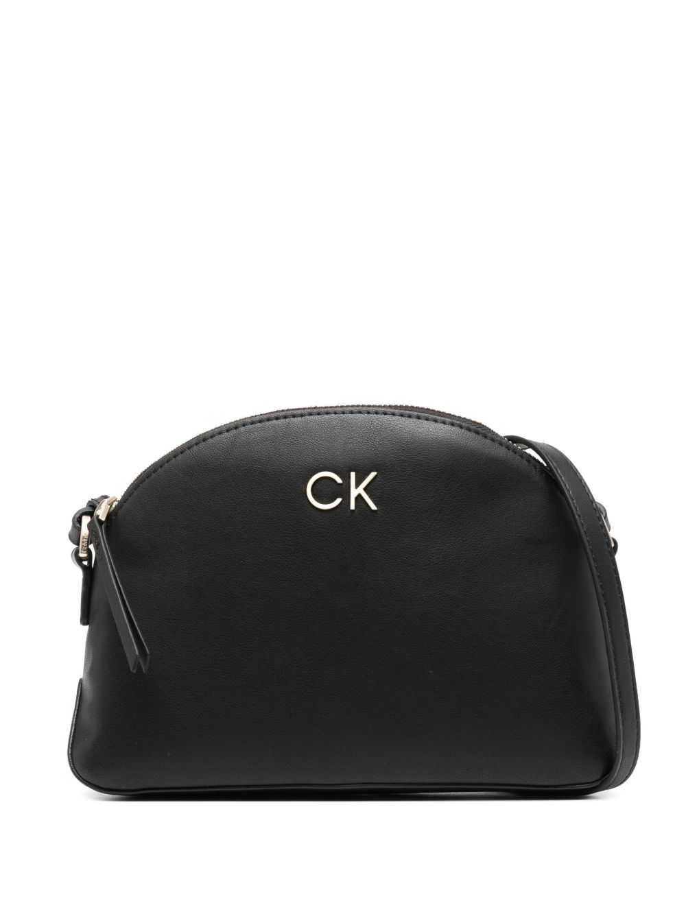 Calvin Klein logo标牌人造皮革斜挎包 - 黑色
