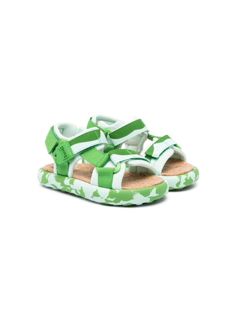 Camper Kids Pelotas Flota 迷彩印花凉鞋 - 绿色