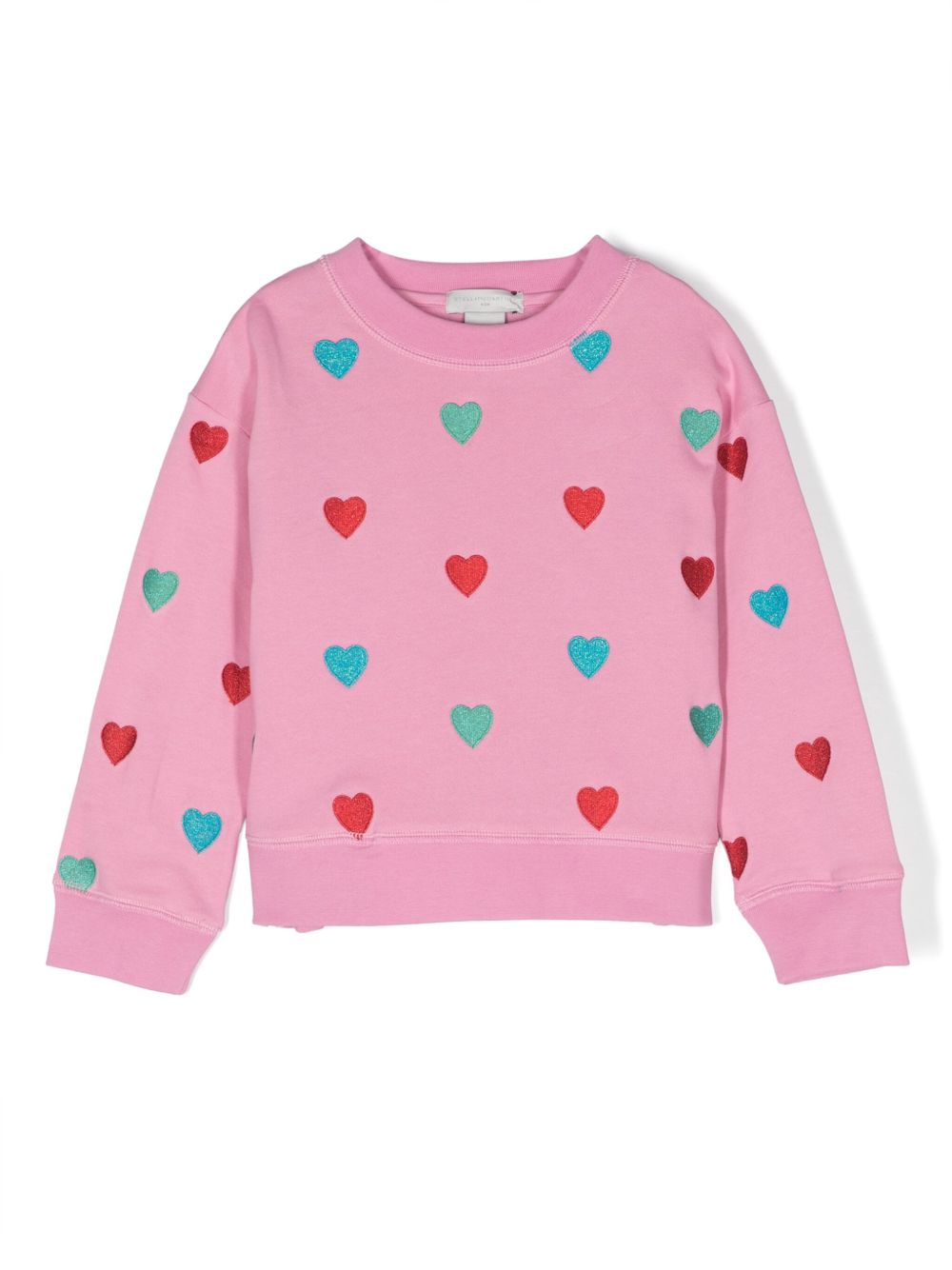 Stella McCartney Kids 爱心刺绣棉卫衣 - 粉色