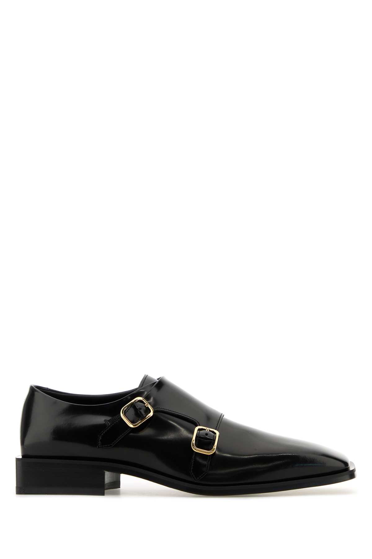 Ferragamo Black Leather Caracas Monk Strap Shoes