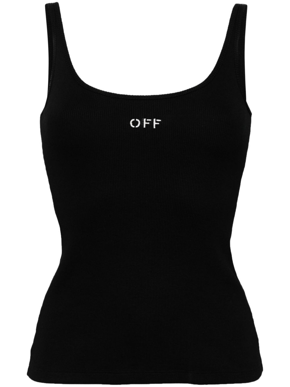 Off-White Off 刺绣罗纹坦克背心 - 黑色