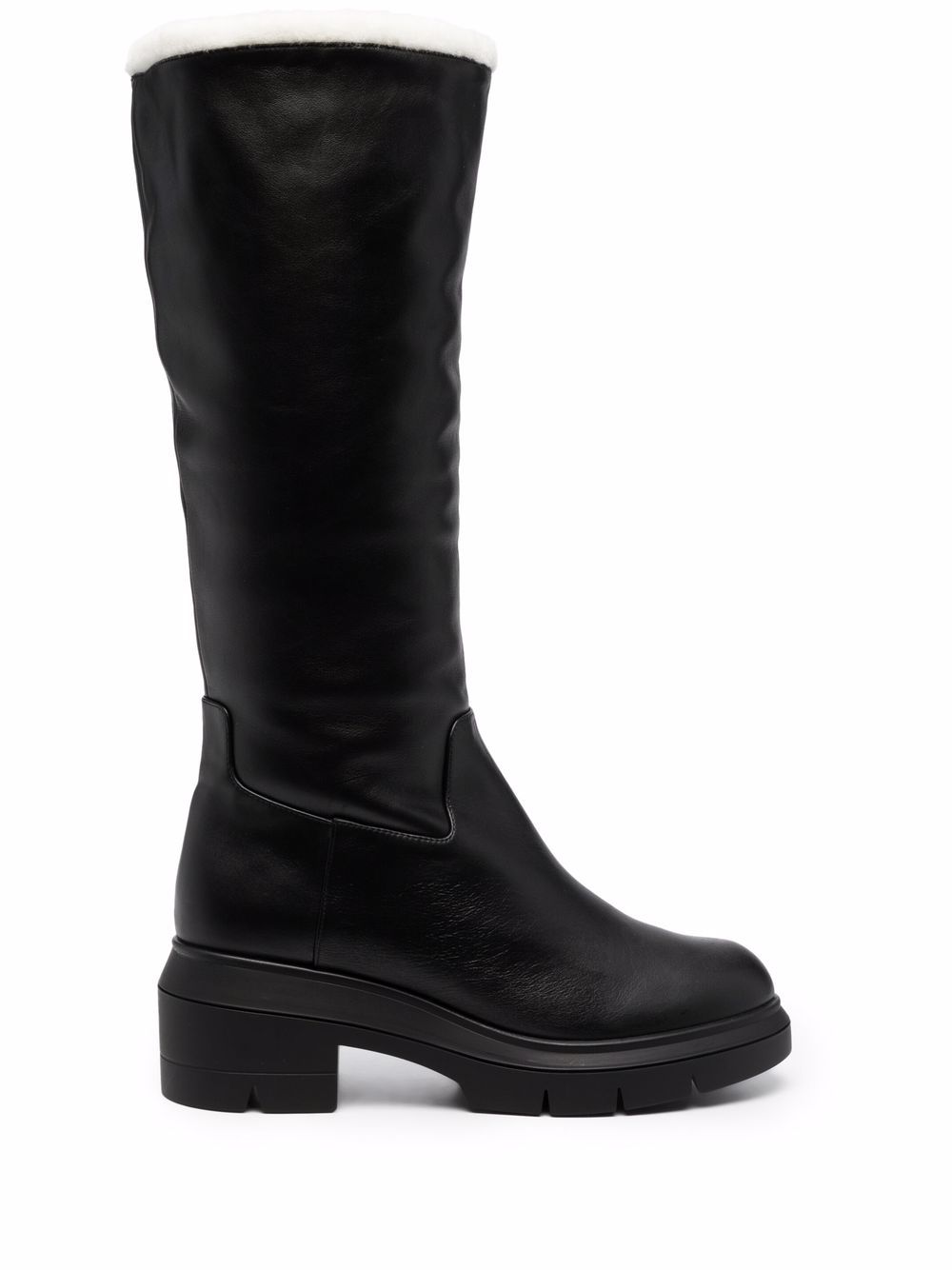 Stuart Weitzman Norah 皮质高筒靴 - 黑色