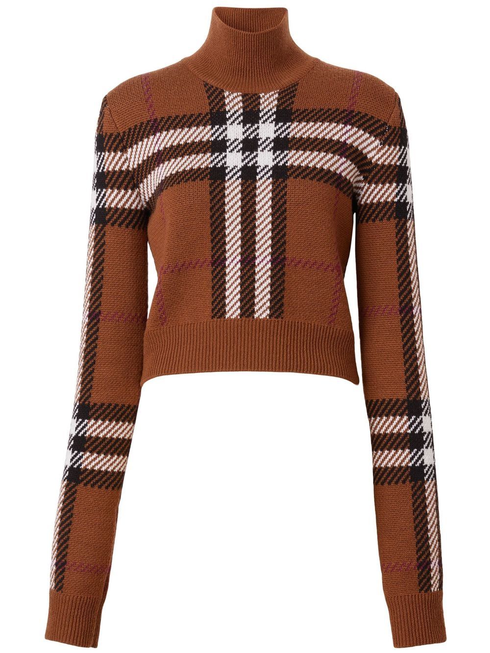 Burberry Exaggerated Check 短款毛衣 - 褐色
