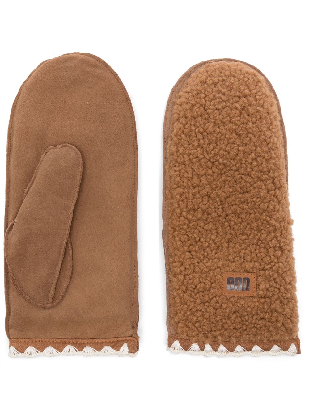 UGG UGGfluff Scalloped 连指手套 - 褐色