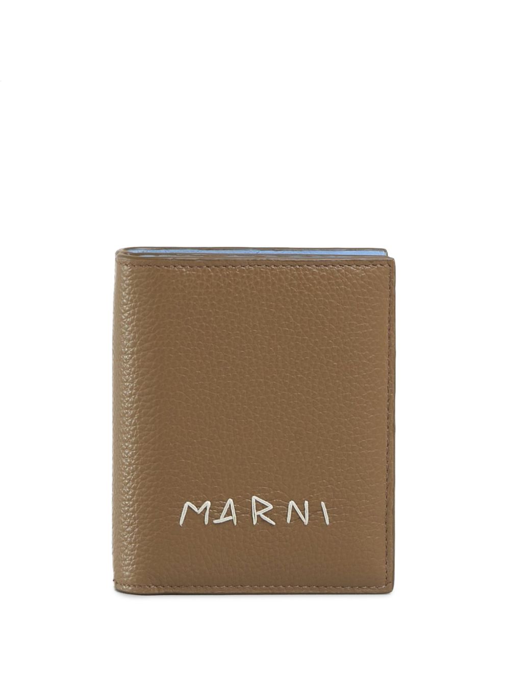 Marni logo刺绣皮质钱包 - 褐色