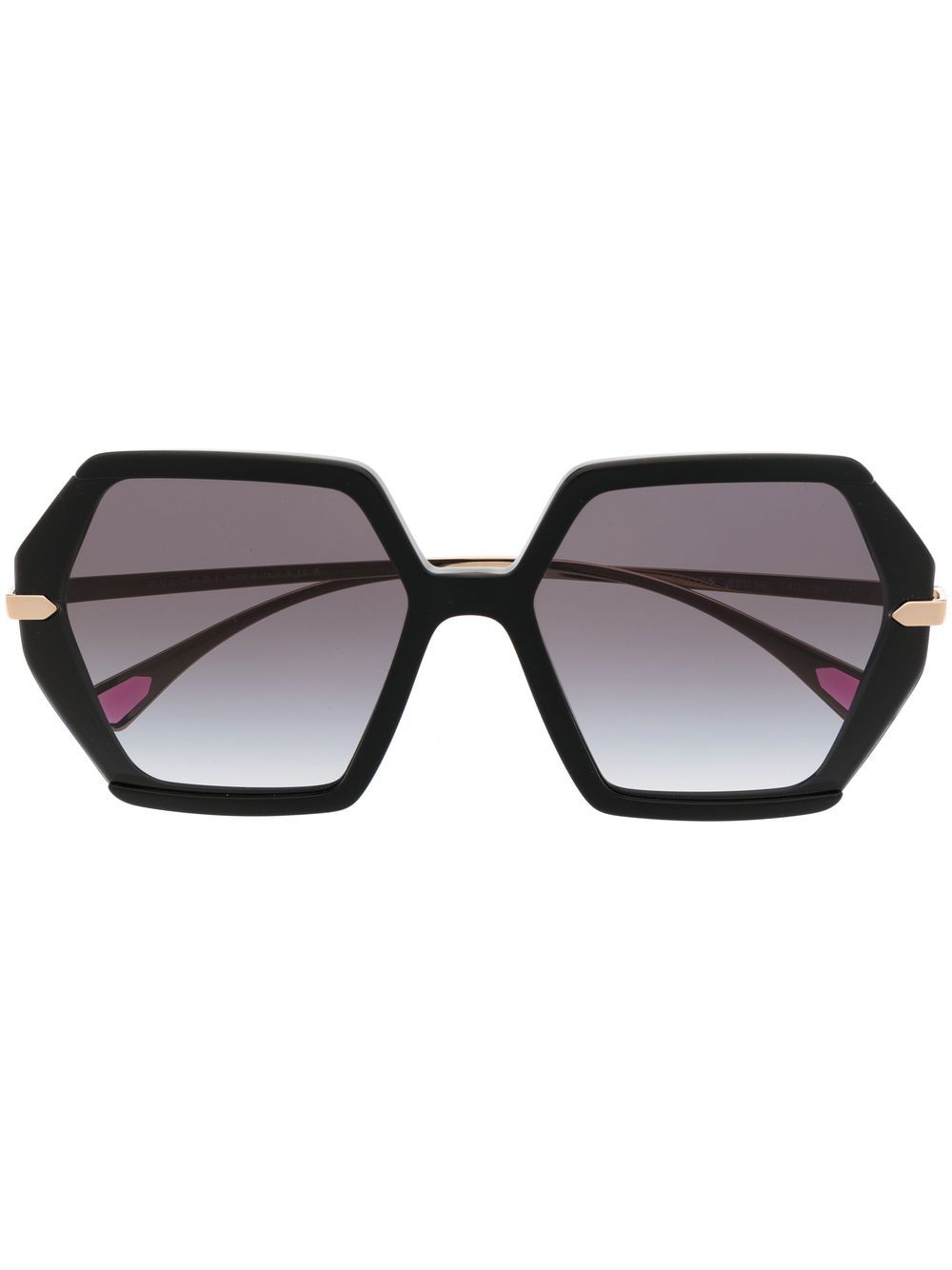 Bvlgari 六角框有色镜片太阳眼镜 - 黑色