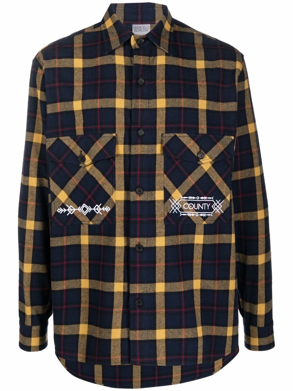 Marcelo Burlon County of Milan 格纹图案衬衫 - 蓝色