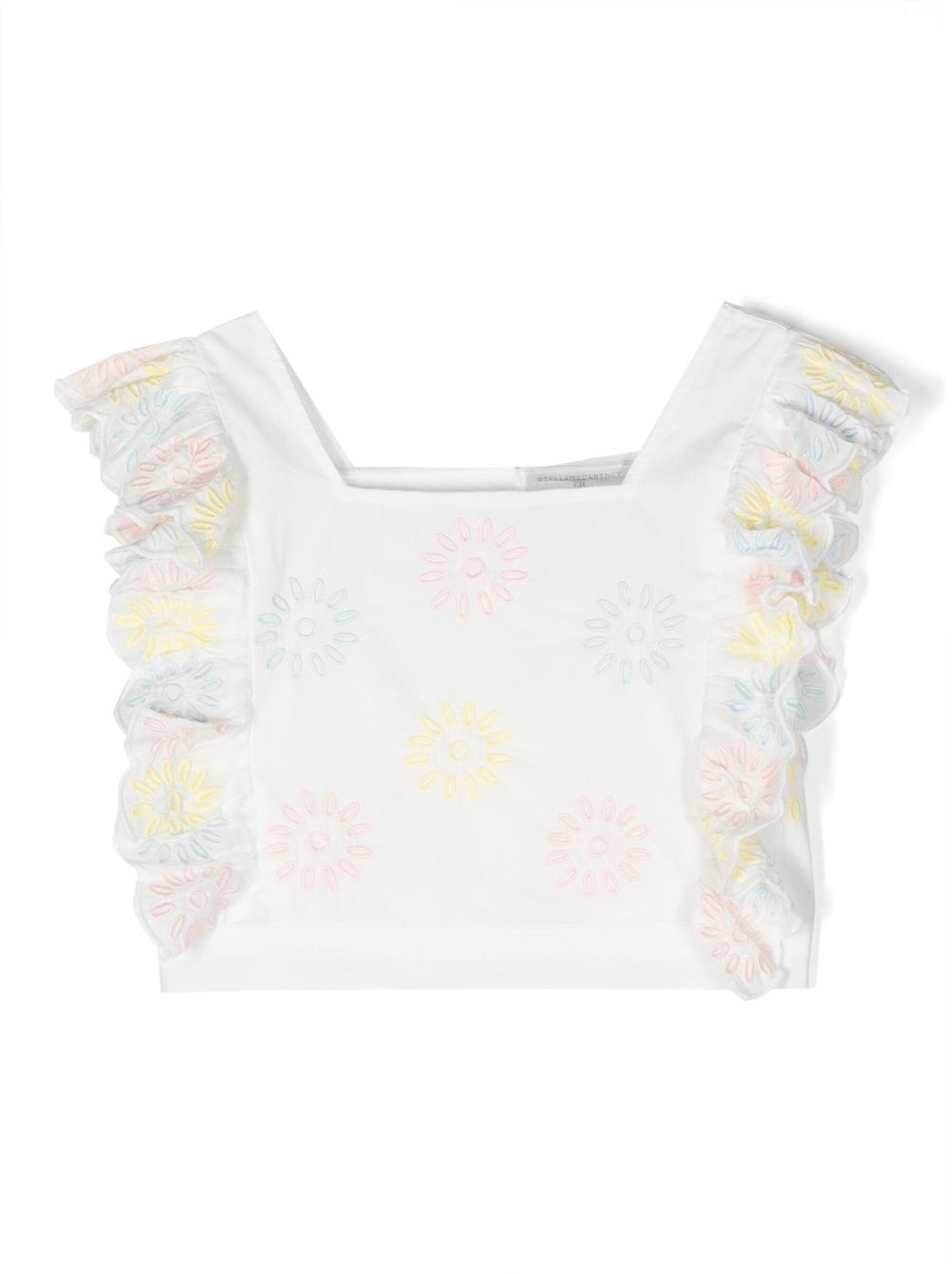 Stella McCartney Kids 刺绣荷叶边上衣 - 白色