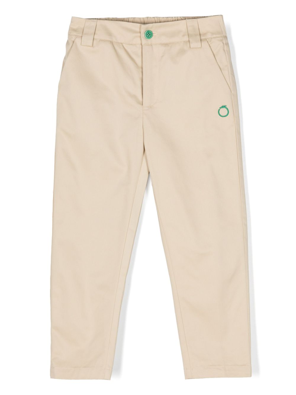 TRUSSARDI JUNIOR logo刺绣棉长裤 - 中性色