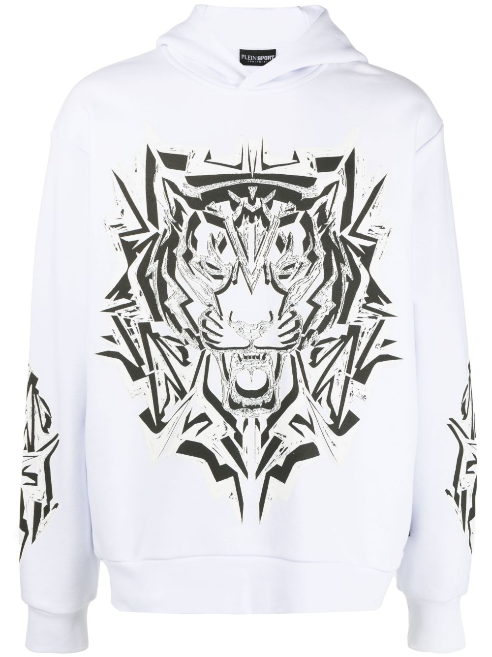 Plein Sport Thunder Tiger 图案印花连帽衫 - 白色