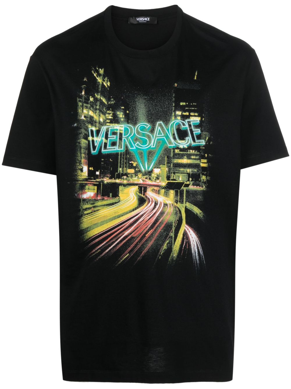 Versace logo印花棉T恤 - 黑色